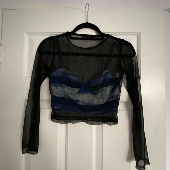 Xs Urban Outfitters Sheer Sky Bandeau Longsleeve - Picture 1 of 2